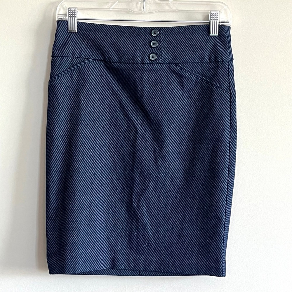 Joe B by Joe Benbasset Navy Micro Stripe Pencil Skirt Womens Medium 9207899